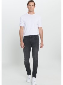 Resim AC&Co / Altınyıldız Classics Ekstra Slim Fit Riss Pamuklu Esnek Denim Jean Erkek Kot Pantolon Antrasit 