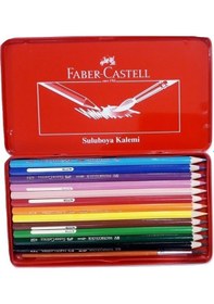 Resim Faber-Castell Aquarell Ekolojik Kuru Boya Kalemi 12 Renk Metal Kutu 