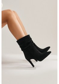 Resim Wilma Siyah Süet Körüklü İnce Topuklu Bot 001 