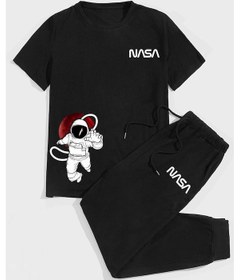 Resim Yingtang Baskılı Pamuk Spor Eşofman Takımı Siyah5 Siyah 