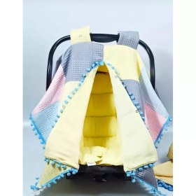 Resim %100 Pamuk Çok Amaçlı Çift Katlı Müslin Puset Örtüsü Ve Minderi Kırk Yama 