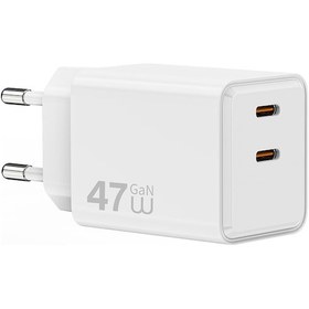 Resim Wiwu Wi-g025 Cube Serisi Dual Type-c Pd Gan Teknolojili Hızlı Şarj Başlığı 47w Beyaz 