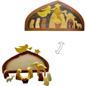 Resim Hombey Halka Doğumu Tema Ahşap Puzzle, Ev Dekorasyonu Oyuncağı, Zeka Geliştirici, 20x9cm, Dayanıklı Ahşap, Noel Ve Paskalya Dekoru 