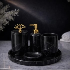 Resim Akm Dekor Toros 5'li Mermer Banyo Seti 