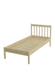 Resim Tera Masif Karyola Başlıklı Doğal Ahşap Yatak - 120 X 200 