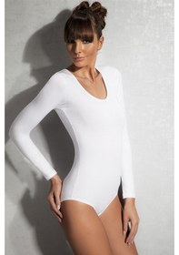 Resim Doreanse Kadın Modal Derin Yuvarlak Yaka Uzun Kollu Body 12401 