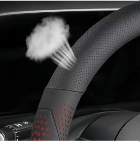 Resim Pazly Pu Deri Direksiyon Kılıfı Nefes Alabilir Şık Tasarım Tüm Mevsimler İçin Siyah D Tipi 38cm Siyah 