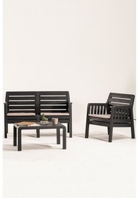 Resim Lara / 2 1 S Bahçe Takımı Balkon - Bahçe - Teras Mobilyası / Antrasit Gri 