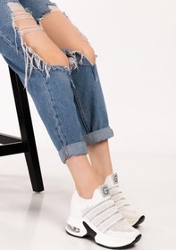 Resim Guja Kadın Beyaz Taşlı Gizli Dolgu Topuk Sneaker 