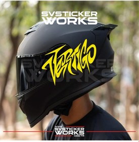Resim Vertigo Yazılı Kask Sticker Tüm Kasklar Uyumlu Tek Yön 1 Adet Sarı 