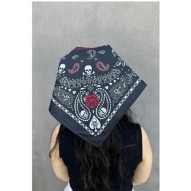 Resim shop Siyah Renk Kurukafa Figürlü Bandana 