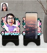 Resim Bk Gift Kişiye Özel O Bir Çiçek Karikatürlü Ahşap Biblo Telefon Standı-1 