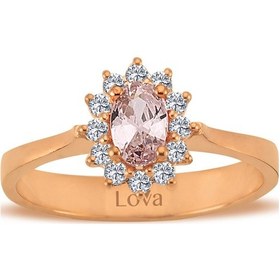 Resim Lova Pırlantalı Oval Morganit Anturaj Yüzük - 1070166 