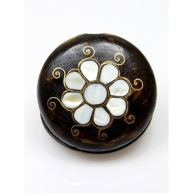 Resim Sedef Işlemeli Telkari Ceviz Ağacı El Yapımı Makyaj Aynası Euay2 Ahşap 