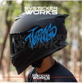 Resim Vertigo Yazılı Kask Sticker Tüm Kasklar Uyumlu Tek Yön 1 Adet Mavi 