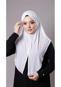 Resim Hürrem Bone Beyaz Pratik Hazır Geçmeli Tesettür Eşarp Sandy Kumaş Yırtmaçlı Düz Hijab 2310 42 