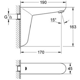 Resim Grohe Euroeco Cosmo Duvardan Fotoselli Lavabo Bataryası Tek Su Girişli 