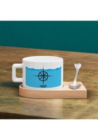 Resim Bk Gift Kişiye Özel İsimli Denizci Tasarımlı-7, Ahşap Altlıklı Seramik Fincan, Meslek Hediyesi, Yeni İş Hediyesi Kobitmeyen137948 Bk Gift 