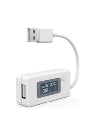 Resim Beyaz Cep Telefonu Şarj Test Kontrol Cihazı Pil Durumu Kapasite Akımı Usb Çıkışı Ölçüm 