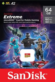 Resim Sandisk Extreme 64gb Sdsqxa2-064g-gn6gn Microsdxc 160/60mb/s A2 V30 Mobile Gaming Hafıza Kartı 