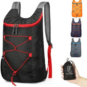 Resim Katlanabilir Yürüyüş Sırt Çantası - Açık Hava, Golf ve Spor için Dayanıklı Poliester, Ayarlanabilir Kayışlar, Fermuarlı Kapatma ve Çoklu Bölmeler - Siyah Kırmızı Detaylı, Turuncu, Lacivert Mavi, Açık Mavi Seçenekler, Nefes Alabilen Fileli Seyahat Çantası | Hafif Sırt Çantası 
