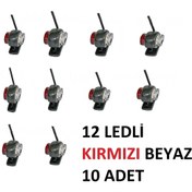Resim GPR AUTO PARTS Mini Takoz Lamba 12 Ledli Kırmızı Beyaz 10 Adet Yüksek Işık 