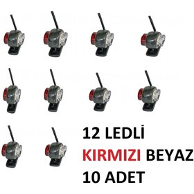 Resim GPR AUTO PARTS Mini Takoz Lamba 12 Ledli Kırmızı Beyaz 10 Adet Yüksek Işık 