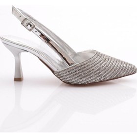 Resim Dgn K961 Kadin Önü Kapali Abiye Ayakkabi K961-1510-R0636 Gümüş 