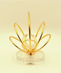Resim Cam Ayaklı Dekoratif Metal Küreli Obje Gold 