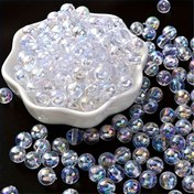 Resim 20-200 adet 4-12mm Şeffaf AB Akrilik Boncuk Takı Yapım Setleri Yuvarlak Top Gevşek Aralık Boncukları Takı Yapımı DlY Küpe Anahtarlık Bilezik Aksesuarları 