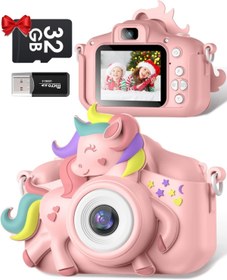 Resim Gofunly Çocuklar için dijital fotoğraf makinesi, 20 MP 1080p HD 2.0 inç ekran selfie, 32GB SD kart 