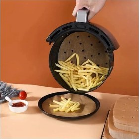 Resim AyrStore ® 100 Adet Air Fryer Pişirme Kağıdı Tek Kullanımlık Hava Fritöz Yağ Geçirmez Yapışmaz Gıda 