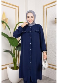 Resim Nevayla Moda Ayrobin Kumaş İnci Detaylı Takım / T105 - Lacivert Lacivert 