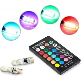Resim Zhltech Kumandalı Rgb Led T10 Park Ampulu 2 Adet Set 