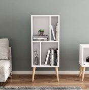 Resim MOBİLYA GEZEGENİ Northly Kitaplık - Beyaz/ Ahşap Ayaklı - 108 Cm 