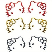 Resim 2 Adet Sanrio Hello Kitty PVC Çıkartma - Kırmızı ve Altın Çiçek Desenli Sevimli Karikatür Dekorlar, Dayanıklı PVC Malzeme ile Telefonlar, Laptoplar, Araba Aynaları için - Y2K Temalı Doğum Günü Hediye Aksesuarları, Hello Kitty Araç Aksesuarları 