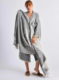 Resim Gri Crescent Eye Kimono& Peştamal Set Çok Renkli 