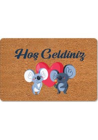 Resim Dijital Baskılı Kapı Önü Paspas Hoşgeldiniz Çok Amaçlı Iç Ve Dış Kapı Paspası Bej 