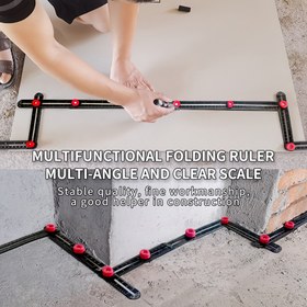Resim 6'lı 1 Arada Alüminyum Alaşımlı Katlanır Cetvel, Altıgen Çok Açı Ölçüm Aracı, Ağaç İşleme Karo Döşeme Konumlandırıcı, Montaj Gerektirmez, Şarj Edilemez 