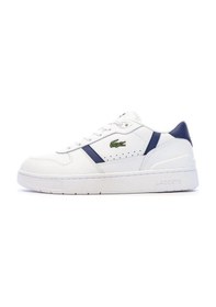 Resim Lacoste T-clip Leather Mens Sneaker Hakiki Deri Günlük Spor Ayakkabı Beyaz Mavi Beyaz 