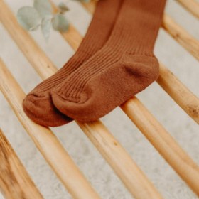 Resim YULAKIDSTORE Açık Kahve Dizaltı Bebek Çorabı 