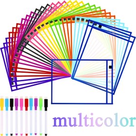 Resim 35.61 cm uzunluğunda, kuru silme kalemli, çok renkli, pratik ve dayanıklı, öğretmen öğretimi, belge kaydı için uygun, yeniden kullanılabilir büyük dosya çantası 