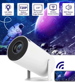 Resim Wearfit Pro HY300 Lite 180 Derece Dönebilen Wifi & Bluetoohlu Taşınabilir Android Projeksiyon Cihazı Projektör 