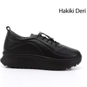 Resim Gönderi R Kadın Siyah Lastik Bağcıklı Comfort Dolgu Taban Hakiki Deri Sneaker Ddza73845191 Siyah 