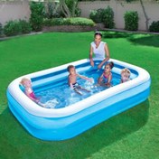 Resim 62002 Pompası ile - Bestway 12819 Büyük Boy Şişme Aile Havuzu (211x132x46cm) 