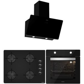 Resim Silverline - Hafele 65 Cm Ocak Siyah Ankastre Set (3457 Soho - Hafele Luce 65cm Ocak - BO6501B01) 