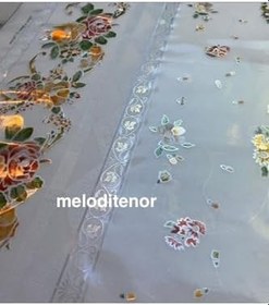 Resim Meiwa Parlak yanardöner yaldızlı lüks desenli şeffaf pvc muşamba masa örtüsü koruyucu Turuncu 100 x 140 