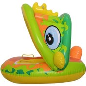 Resim Sevimli Dinazor Bebek Çocuk Deniz Havuz Şişme Güneş Korumalı Yüzme Simidi Yeşil 