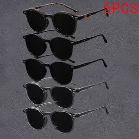Resim 5 Çift Şık Retro Klasik Yuvarlak Çerçeve Gözlük, Unisex Günlük Kullanım İçin Minimalist ve Zarif Her Mevsime Uygun 