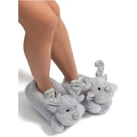 Resim Geyik Star Kadın, Garson Boy Hayvanlı Panduf Gri 36/41 Gri 